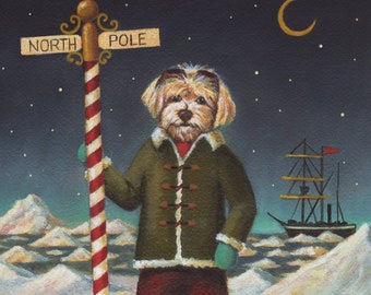 Christmas Dog Print, North Pole Arctic Dog, Snow Dog
