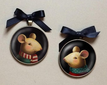 Christmas Ornament - Mouse Ornament - Christmas Mouse - Mouse Art - Vintage Mouse - Retro Mouse Ornament