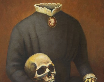Headless Woman Print - Victorian Gothic Skeleton - Halloween Skull Print - Steampunk
