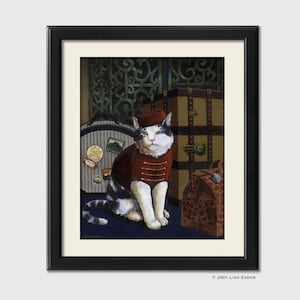 Cat Portrait Print - Cat Art - Pet Portrait - Tabby Cat - Bellboy Cat - Funny Cat - Cats in Clothing