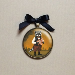 Christmas Raccoon Ornament, Raccoon Decoration, Animal Ornament, Anthropomorphic