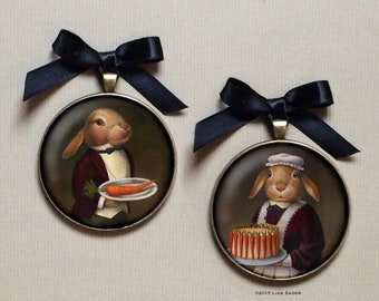 Rabbit Ornament, Christmas Ornament, Rabbit Cook, Edwardian Rabbit, Victorian Rabbit, Anthropomorphic, Chefs gift, Cooks gift, Hostess Gift