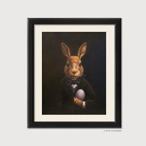 Gothic Victorian Rabbit Portrait from Original Hand Painted Artwork in vintage sepia tones, Creepy Animal Art