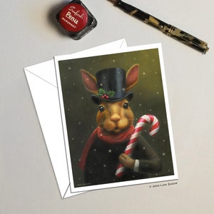 Lot de 6 cartes de Noël lapin - carte de lapin de Noël victorienne - carte de Noël, carte animal, cadeau pour amoureux du lapin