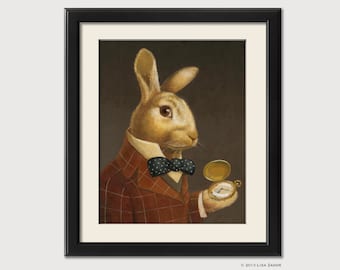 White Rabbit Portrait Print from Original Artwork - Literary Art Inspired by Alice in Wonderland