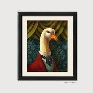 Goose Portrait Print from Original Artwork - Victorian Christmas Goose in Clothes