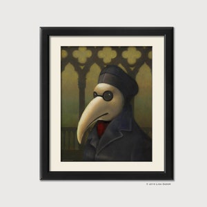 Gothic Venetian Plague Doctor Print from Original Hand Painted Artwork,  Spooky Medieval Black Death Print