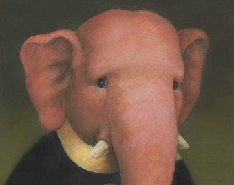 Elephant Print, Pink Elephant, Elephant Art, Elephant Lover Gift