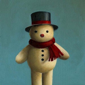 Snowman Print Felt Snowman Christmas Art Snowman Art Christmas Print Vintage Snowman Retro Snowman Decor image 1