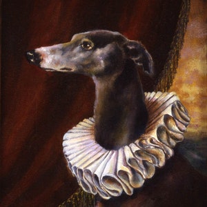 Greyhound Dog Portrait Print - Dog Art - Greyhound Art - Greyhound Portrait - Elizabethan -