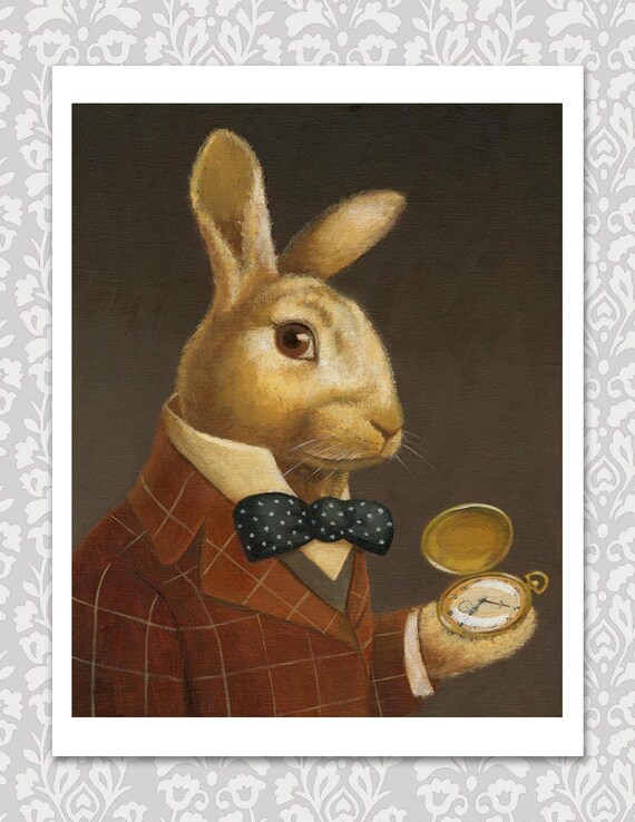 Rabbit Portrait Print Rabbit Art Animal Portrait Victorian Etsy