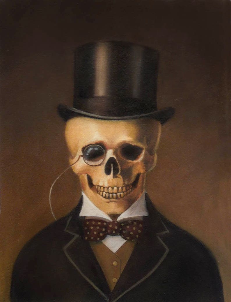 Headless Skeleton Print Halloween Skull Print Victorian Gothic Skeleton Steampunk image 7