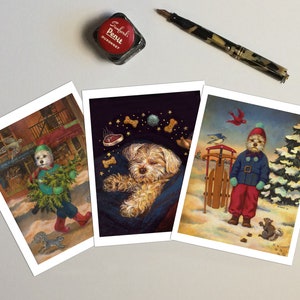 Dog Brooch Dreaming, Dog Pin, Dog Art, Dog Lover's Gift, Maltese, White Dog, Stocking Stuffer, Secret Santa Gift, Christmas Pin image 3