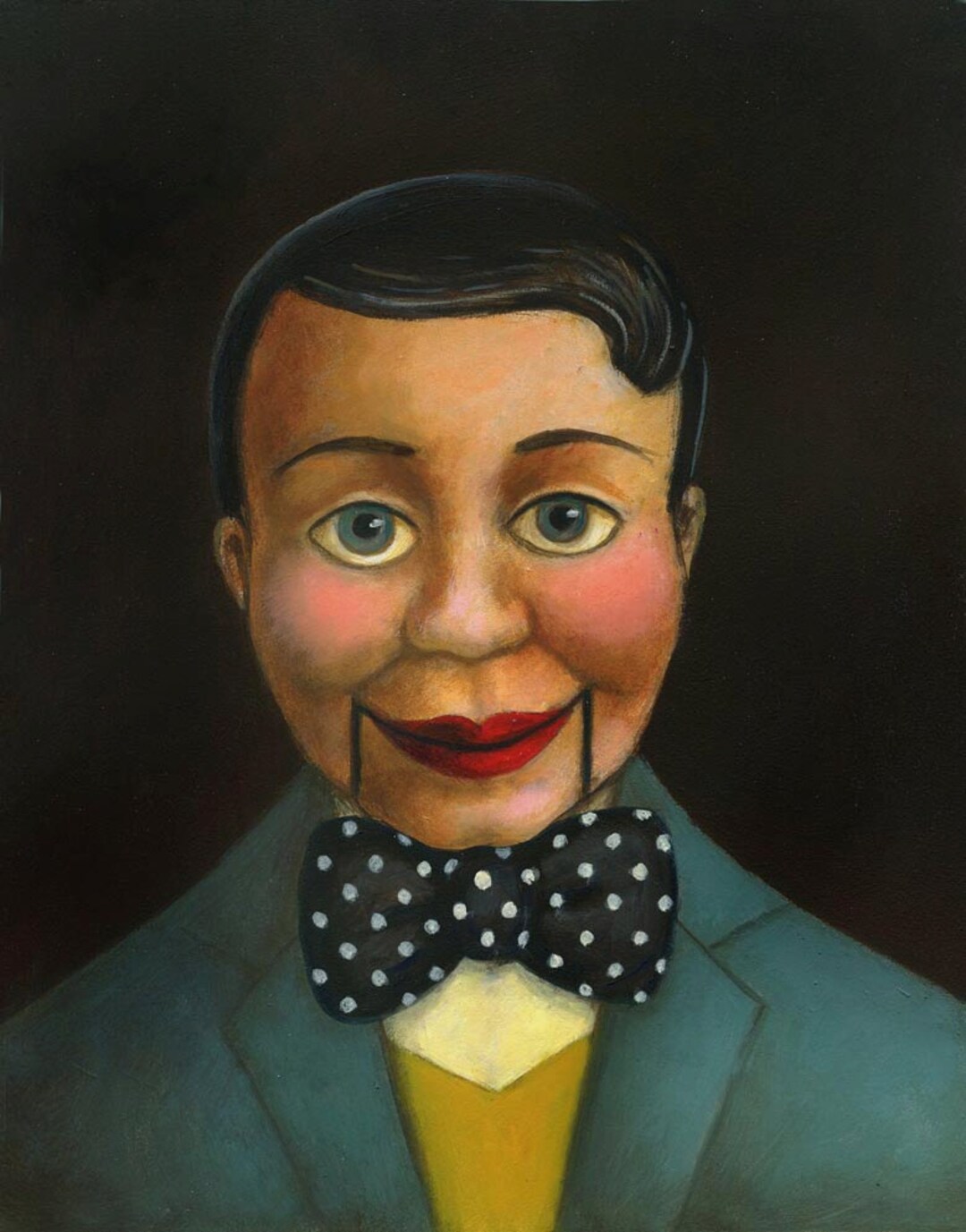 Ventriloquist Dummy Print, Blue, Puppet Print, Vintage Doll Print