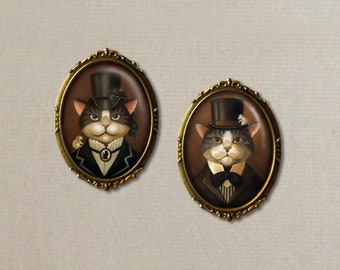 Cat Brooch Oval,  Cat Pin, Cat Portrait, Victorian, Cat Lover Gift, Cat Owner Gift, Animal Lover Gift, Stocking Stuffer, Secret Santa Gift