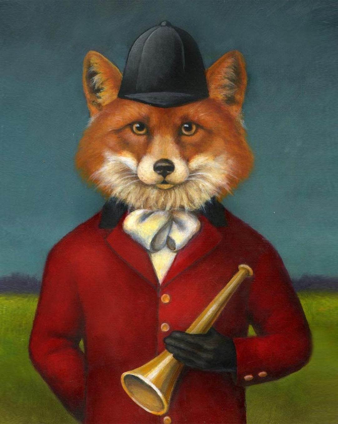 Fox Hunt Print Fox Portrait Fox Art Equestrian Art Horseback Riding