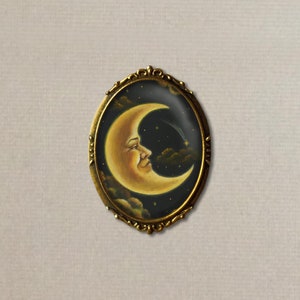 Moon Brooch Moon Pin Moon Man Brooch Lunar Man in the Moon Victorian Celestial Astrology Astronomy Zodiac Cosmos image 3