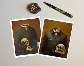 Viktorianische Headless Skeleton Portrait Karten von Original-Kunstwerken im Spooky Gothic Stil zu Halloween