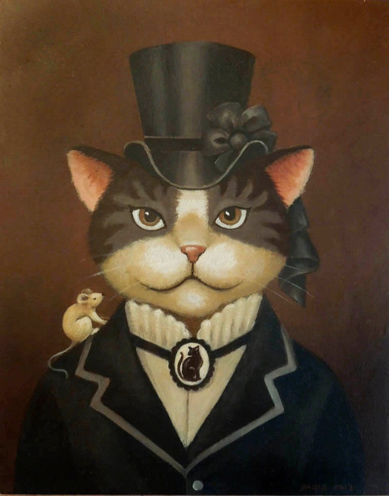 Nautical Cat Portrait, Cat Print, Sailor, Cat Art, Cat in Clothes, Cute Cat, Cat Lover's Gift, Funny Cat, Pet Portrait image 5