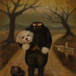 Halloween Haunted Dog Portrait, Ghost Stories for Dogs, Spooky Dog Art image 3