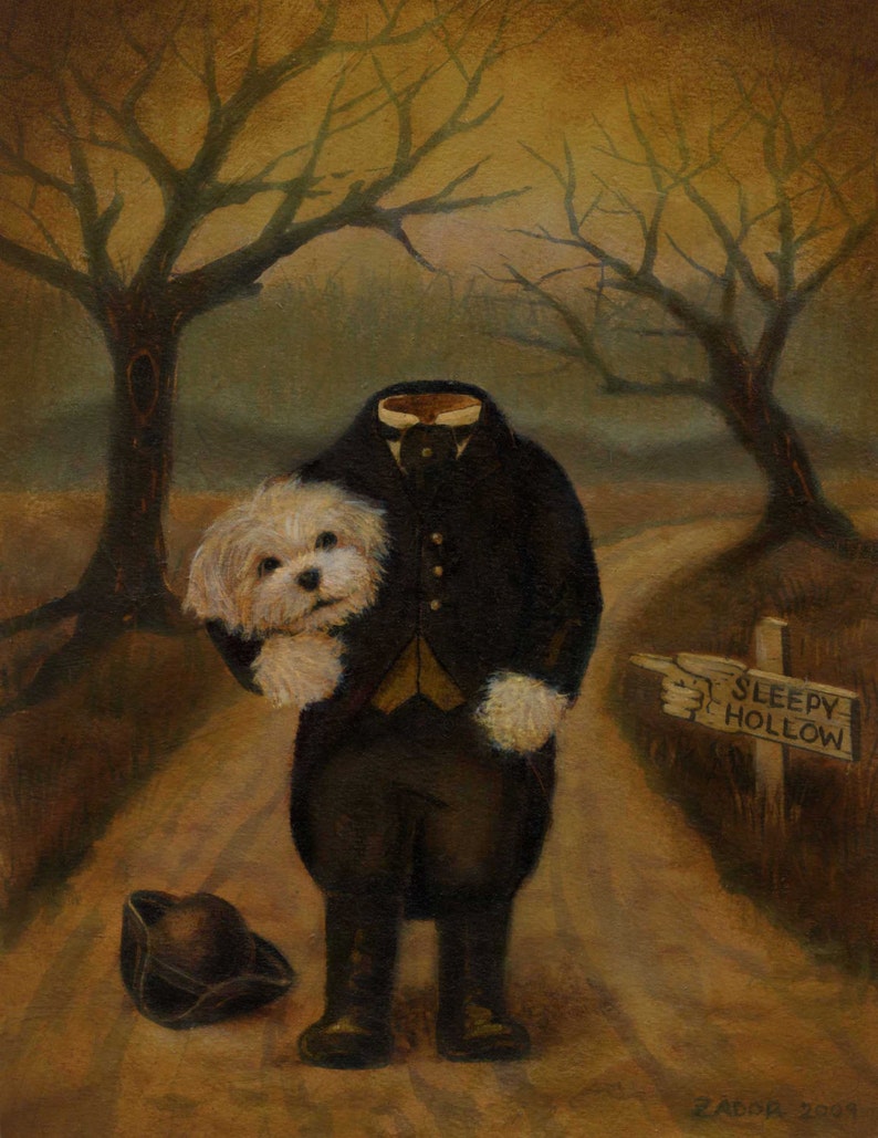 Halloween Haunted Dog Portrait, Ghost Stories for Dogs, Spooky Dog Art image 3