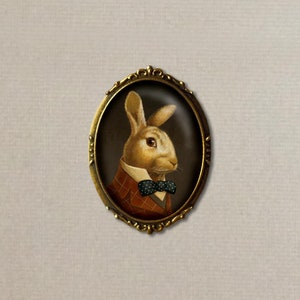 White Rabbit Portrait holding a Pocket Watch Print inspired by Alice in Wonderland image 2