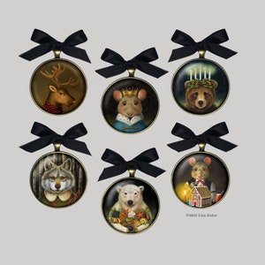 Set von 6 Weihnachtstierschmuck, Mäusekönig, Eisbär, Wolf, Rentier, Lebkuchenmaus, Strumpf Stuffer, geheimes Weihnachtsgeschenk