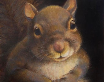 Squirrel Portrait Print, Squirrel Art, Animal Art, Grey Squirrel