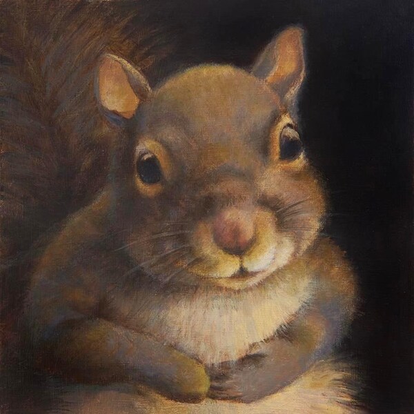 Squirrel Portrait Print, Squirrel Art, Animal Art, Grey Squirrel