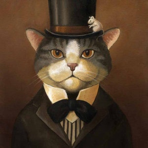 Nautical Cat Portrait, Cat Print, Sailor, Cat Art, Cat in Clothes, Cute Cat, Cat Lover's Gift, Funny Cat, Pet Portrait image 4