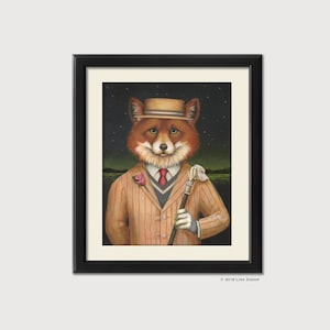 Fox Portrait Jazz Age Print from Original Artwork - 1920&#39;s Great Gatsby - Fox Lover&#39;s Gift -