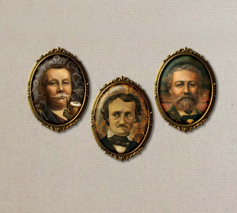 Edgar Allan Poe Brooch Literary Victorian Author Pin Etsy