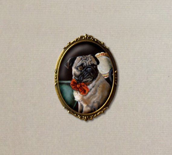 Pug Brooch Pug Pin Pug Portrait Dog Brooch Dog Portrait Brooch
