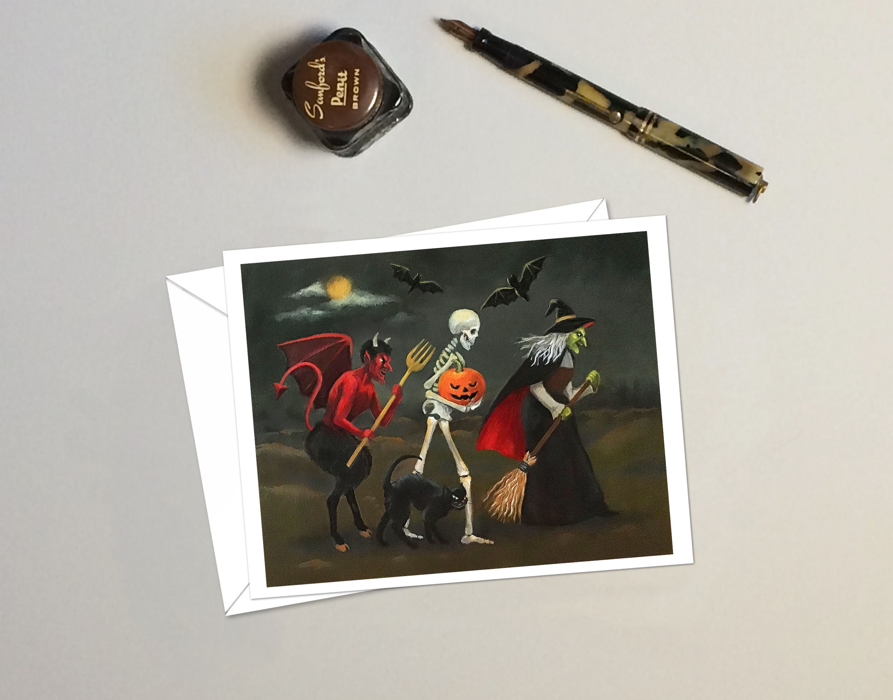 Halloween Night Print - Skull - Witch - Devil - Demon - Skeleton
