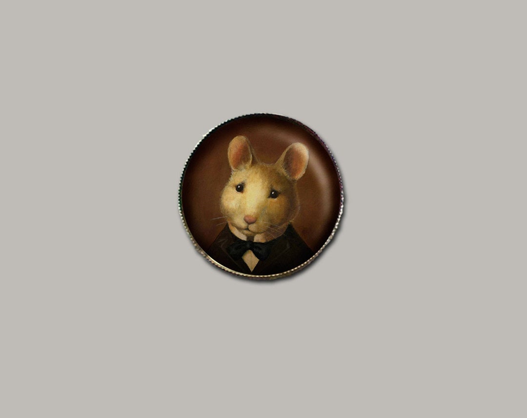 Mouse Pin Mouse Portrait Brooch Round Victorian Animal Anthropomorphic ...