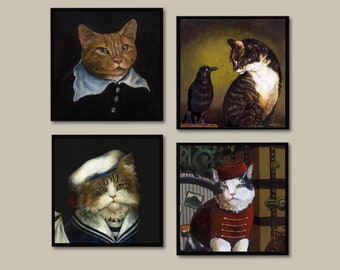 Cat Coasters, Cat Portrait Coaster Set, Cat Lover Gift, Cat Owner, Hostess Gift, Housewarming, Persian, Tabby, Calico, Rescue