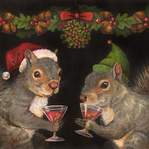 Squirrel Christmas Print Christmas Squirrel Print Singing Squirrels Funny Squirrel Print Squirrel Art image 3