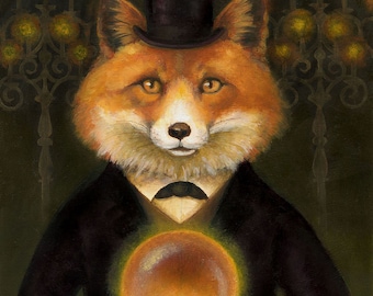 Fox Print - Fox Art - Victorian Fox Portrait - Gothic Animal - Spiritualist Fox Print - Hypnotism - Spiritualism - Medium