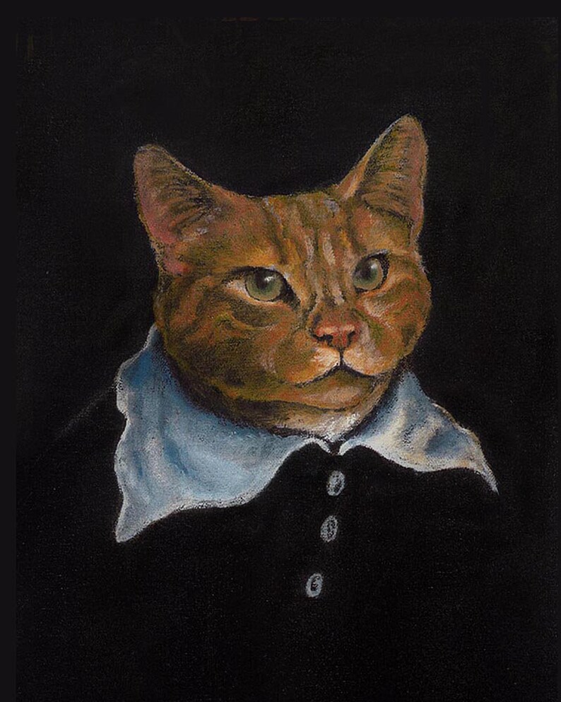 Nautical Cat Portrait, Cat Print, Sailor, Cat Art, Cat in Clothes, Cute Cat, Cat Lover's Gift, Funny Cat, Pet Portrait image 6