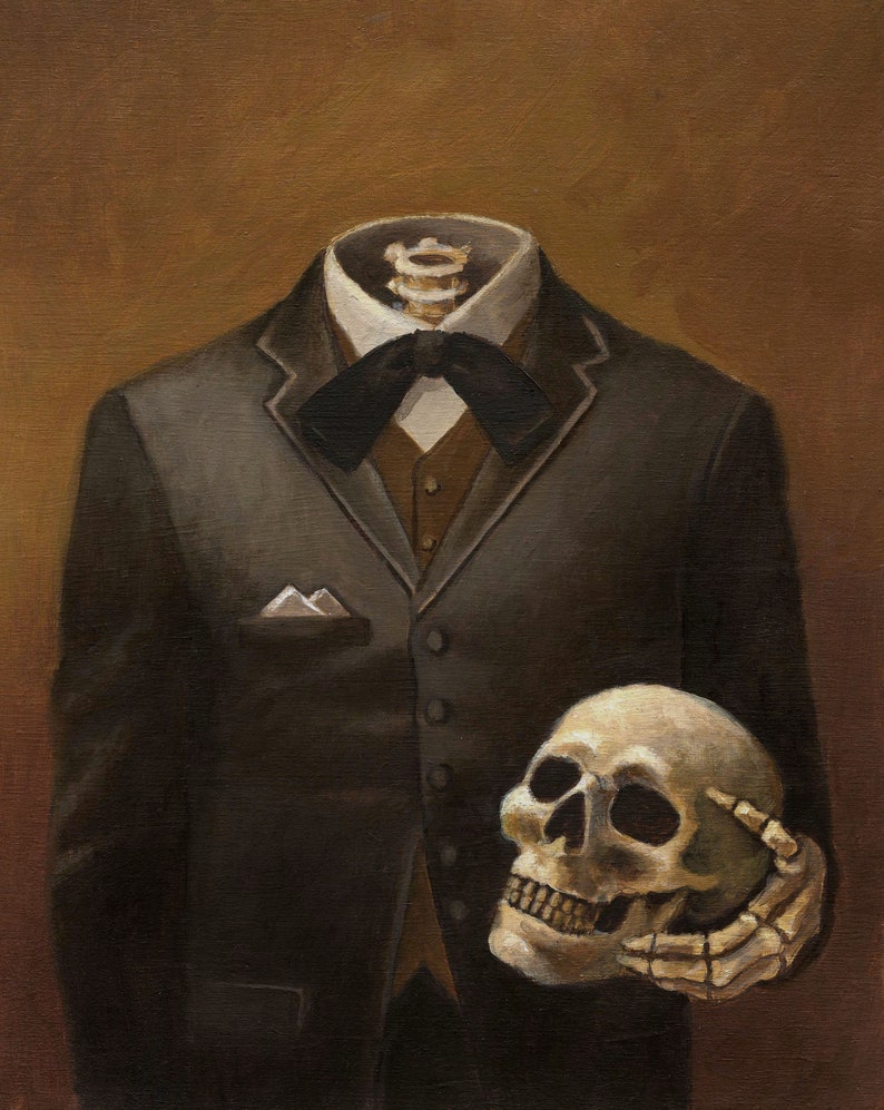 Headless Skeleton Print Halloween Skull Print Victorian Gothic Skeleton Steampunk image 1