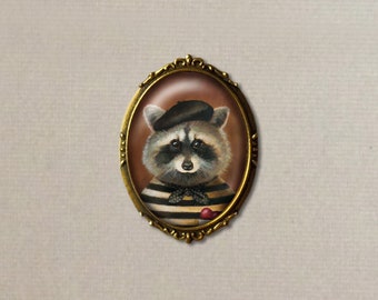 Raccoon Brooch, Raccoon Pin, Valentine's Day, Romantic,  Gift for her,  Love Bandit, Girlfriend Gift, Shower, Sweetheart, Couple