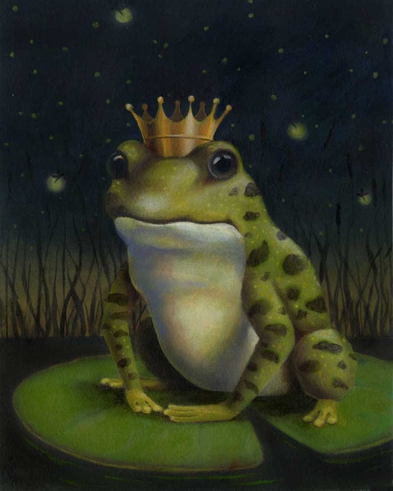 Frog Print, Frog Prince Print, Frog Portrait, Toad Art, Frog Art, Animal  Portrait, Kiss the Frog, Prince Charming, Lovers Gift, Amphibian 