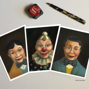 Creepy Clown Ventriloquist Dummy Print, Unusual Dark Retro Puppet Portrait image 4