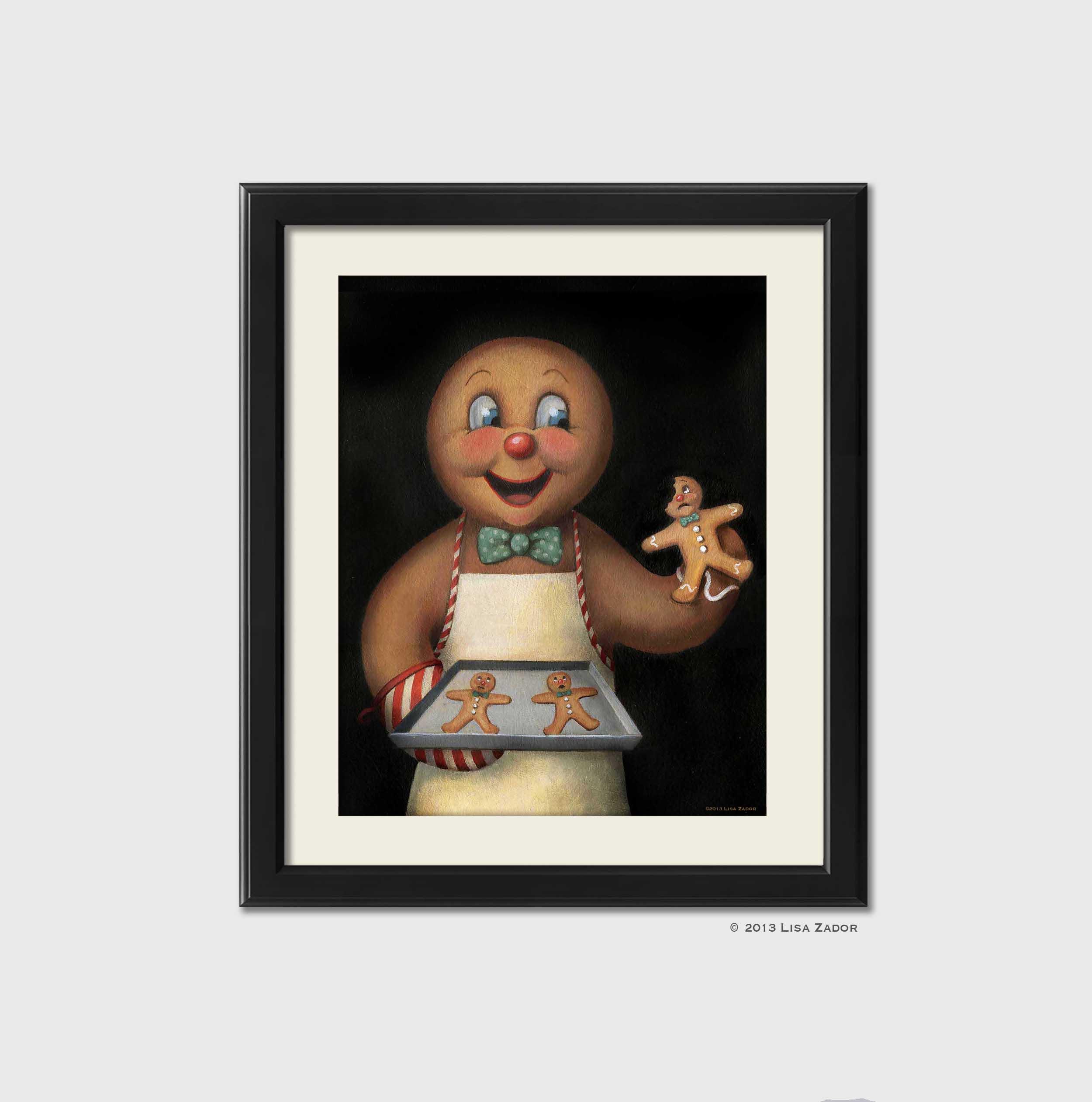 Gingerbread Man Print - Christmas Print - Gingerbread Man Art