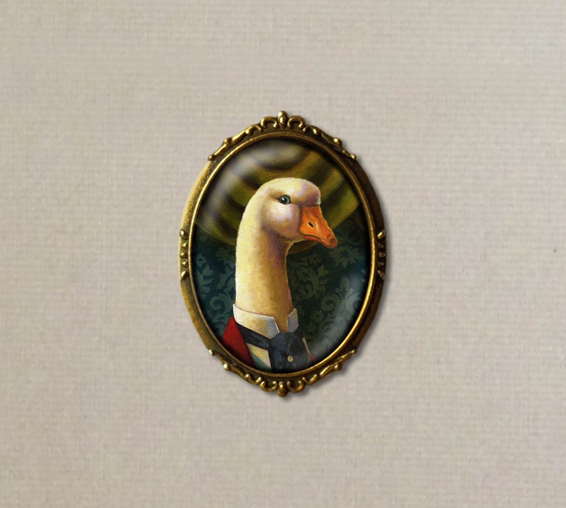 Goose Portrait Print Christmas Goose Print Anthropomorphic Animal Golden Goose Victorian Goose Animals in Clothes Bird Print image 4