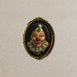 Creepy Clown Ventriloquist Dummy Print, Unusual Dark Retro Puppet Portrait image 5
