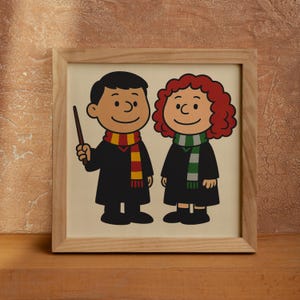Custom Inspired Harry Potter – Peanuts Style Cartoon Drawing – Digital Download – Personalized Gift