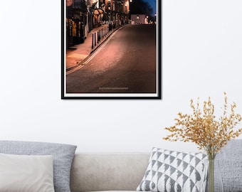 Ironbridge Night Street Print | Moody UK Town Photography | Blue Hour Urban Wall Art | Printable Digital Download