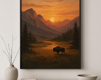 Yellowstone National Park Sunset Print – Digital Wall Art Download