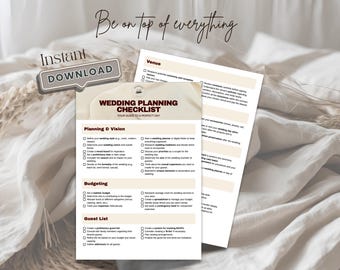 Wedding Planner Checklist: 12-Month Timeline, Bridal To-Do List (Printable PDF)